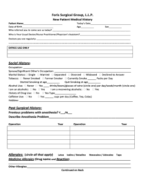 New Patient Medical History Form