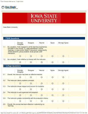 Iowa State University Class Climate Survey