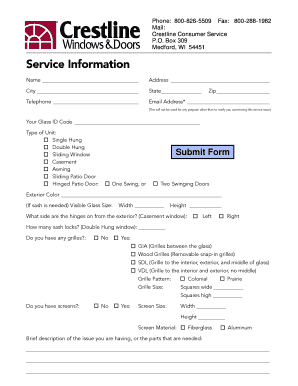 Window and Door Service Identification Form