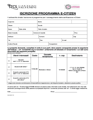 Gradebook sheets pdf - ISCRIZIONE PROGRAMMA E-CITIZEN - salveminiboit - salvemini bo