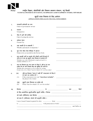 Application for Leave Travel Concession