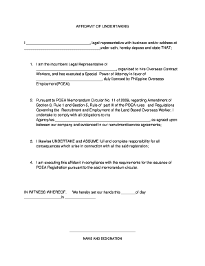 Affidavit of Undertaking for POEA Registration