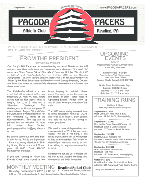 September 2012 Newsletter - Pagoda Pacers