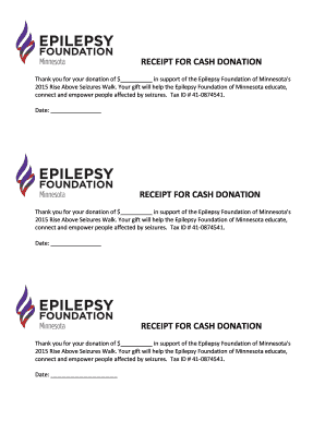 Receipt for Cash Donation