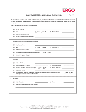 Hospitalization & Surgical Claim Form