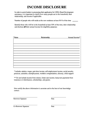 USDA Income Disclosure Form