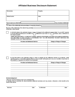 Affiliated Business Disclosure Statement