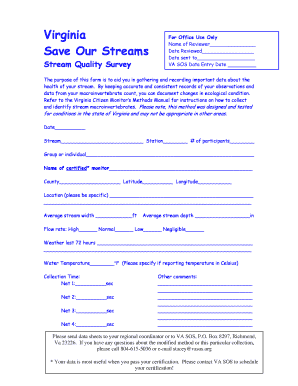 Virginia Stream Quality Survey Form