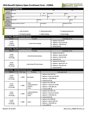 2016 Benefit Options Open Enrollment bFormb - COBRA - nau