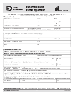 Michigan Residential HVAC Rebate Application
