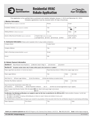 Residential HVAC Rebate Application