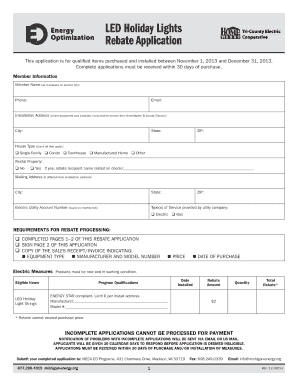 LED Holiday Lights Rebate Application