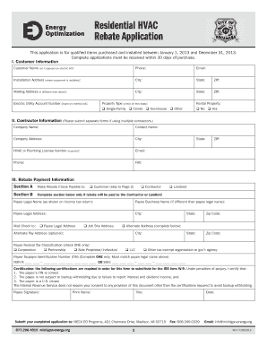 Residential HVAC Rebate Application