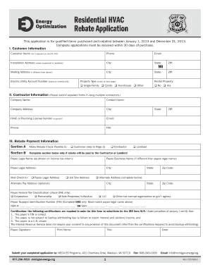 Michigan Residential HVAC Rebate Application