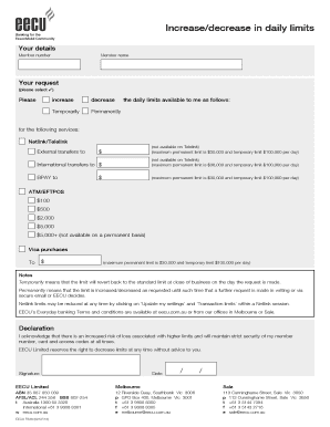 EECU Daily Limit Change Request Form