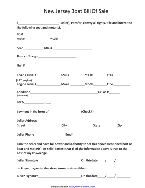 New Jersey Boat Bill of Sale