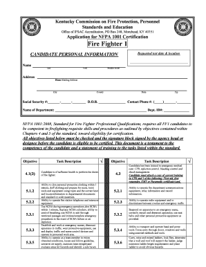 Application for NFPA 1001 Certification