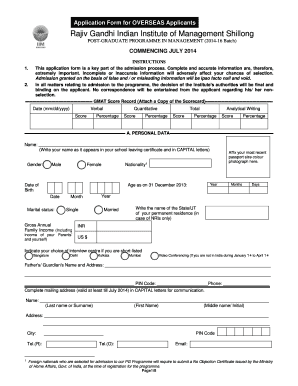 Post-Graduate Program Application Form