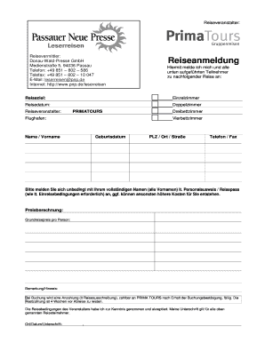 Reiseanmeldung