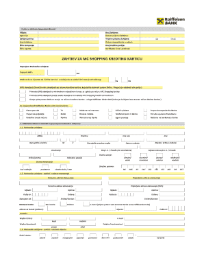 Application for Raiffeisen MC Shopping Credit Card