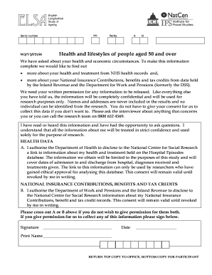 UK Health and Lifestyle Research Consent Form