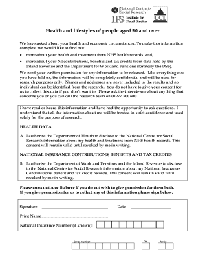 UK Health and Lifestyle Research Consent Form
