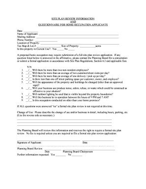 Home Occupation Site Plan Review Form