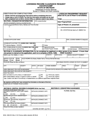 Michigan Licensing Record Clearance Request
