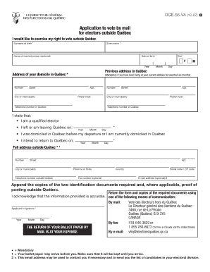 Demande de vote par correspondance