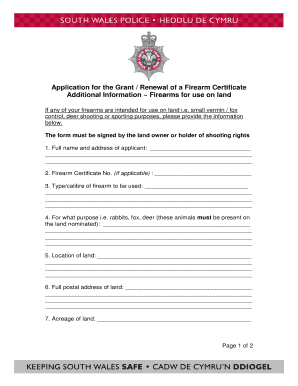 Firearm Certificate Application Form
