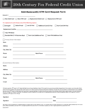 Debit Mastercard/ATM Card Request Form