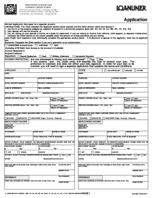 20th Century Fox Federal Credit Union Loan Application