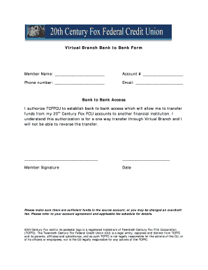 Bank to Bank Transfer Authorization Form