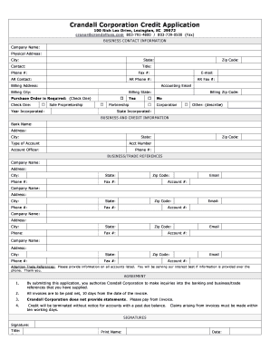 Crandall Corporation Credit Application