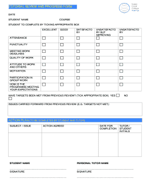 Tutorial Review and Progress Form
