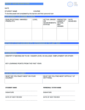 End of Year Review Form