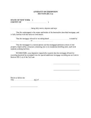 Affidavit of Exemption for Mortgage Recording Tax