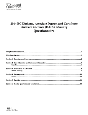 2014 BC Student Outcomes Survey Questionnaire