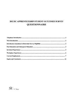 2012 BC Apprenticeship Student Outcomes Survey