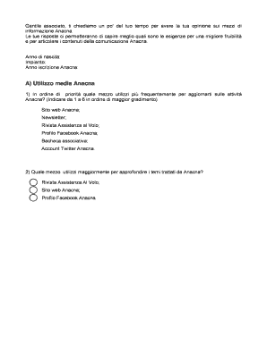 Questionario di Feedback sui Mezzi di Informazione Anacna