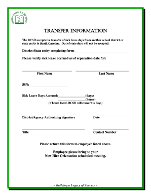 Request letter for chairs and tables - SICK LEAVE TRANSFER FORM - bcsdschoolsnet