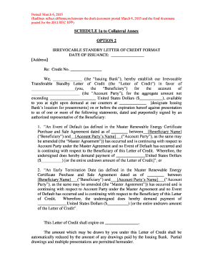 Irrevocable Standby Letter of Credit Format