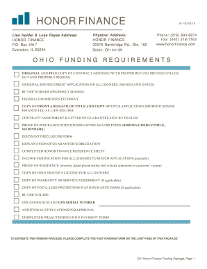 Ohio Vehicle Financing Agreement