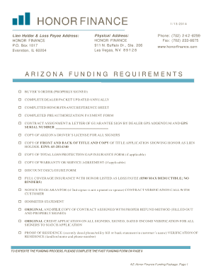Arizona Funding Requirements
