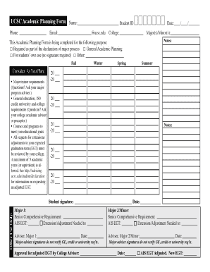 UCSC Academic Planning Form