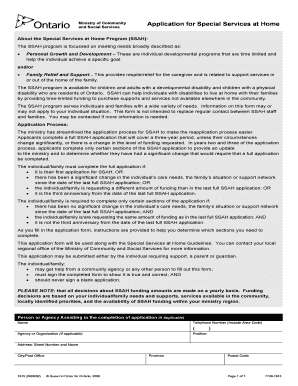 Ontario Special Services at Home Application