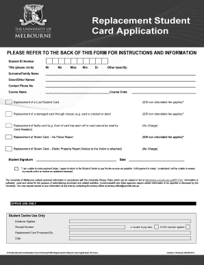Replacement Student Card Application