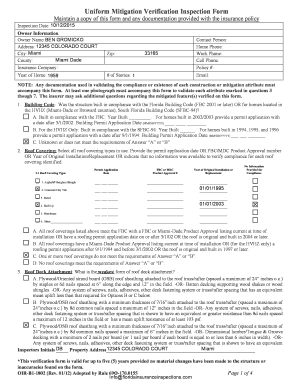 Florida Hurricane Mitigation Inspection Form