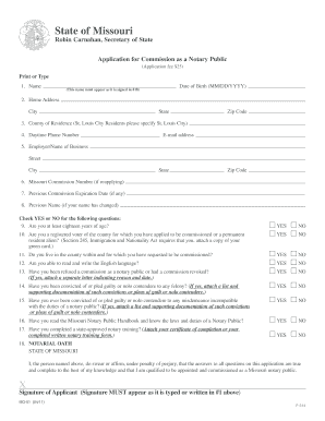 Missouri Notary Public Application