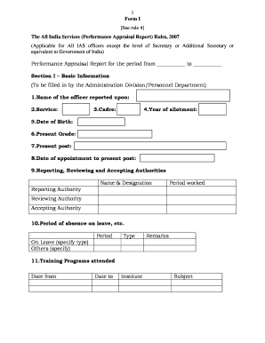 All India Services Performance Appraisal Report